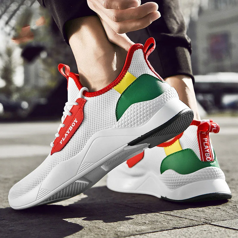 

Man Mixed Colors New Sneakers Men Spring/Autumn Lace-Up Men Thick Soled Height Increasing Shoes Male Running Shoes For Men
