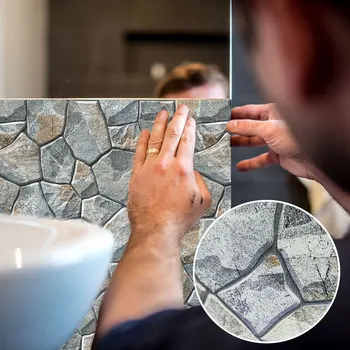 

3D stone pattern wall sticker living room bedroom background home decoration thick glued splicing wallpaper stickers PVC Mural