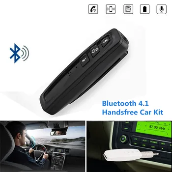 

Handsfree Car Kit Bluetooth 4.1 Receivers Clip-on 3.5 AUX Support TF Card Playback Wireless Audio Adapter for Sport Earphone