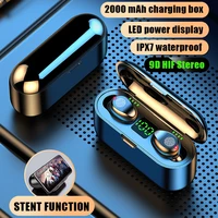 Bezprzewodowe słuchawki Bluetooth V5.0 F9 TWS bezprzewodowe słuchawki z Bluetooth wyświetlacz LED z 2000mAh Power Bank zestaw słuchawkowy z mikrofonem