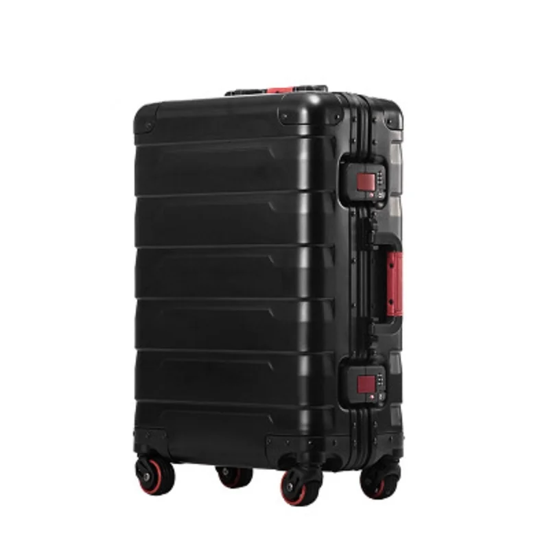 100% materiale in lega di alluminio-magnesio di alta qualità di alta qualità valigia da viaggio di lusso di marca Spinner da 20/24 pollici