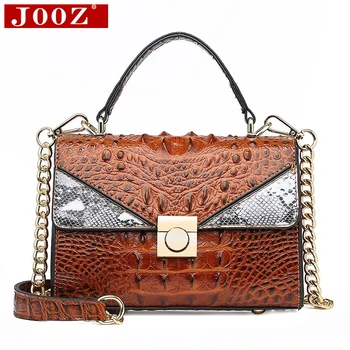 

JOOZ Luxury Crocodile Pattern Crossbody Bag for Women Small square Messenger Bag Leather Handbag Women Designer Shoulder Bag
