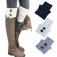 3 пары Гетр для женщин, чистый цвет, теплые вязаные гетры с пуговицами, зимние теплые хлопковые длинные гетры, Calcetines Mujer