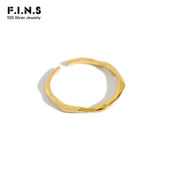 

F.I.N.S Irregular Silver Ring 925 Slim Open Index Finger Ring Japan Korean Stackable Sterling Silver Ring Female Fine Jewelry