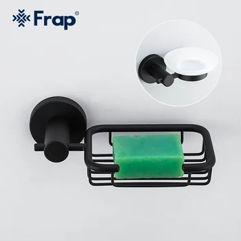 

Frap Bathroom Soap Holder Shower Black Soap Dish Bathroom Tray Accessories Box Shelf Zinc-Alloy Wall Dishes Shelves F30202