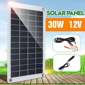 

30W Solar Panel Semi-flexible Monocrystalline Solar Cell Module DC for Car Yacht Light RV 12V Battery Boat 5V Outdoor Charger