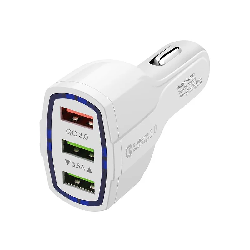 Быстро QC3.0 3 Порты и разъёмы USB Автомобильное зарядное устройство DC 12/32V внедорожник б/у телефона универсальный адаптер для зарядного устройства для iPhone huawei Xiaomi Redmi - Название цвета: Белый