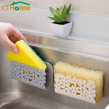

Kitchen Bathroom Drying Rack Sink Suction Sponges Holder Rack Suction Cup Dish Cloths Holder Scrubbers Soap Storage Wall-mounted