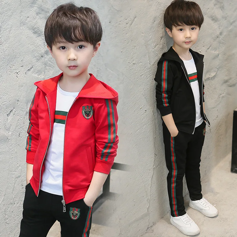

BOY'S Suit Spring Clothing 2019 New Style Children Big Virgin Boy Spring And Autumn Sports Jackets CHILDREN'S Three-piece Suit