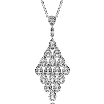 

Original Teardrop Shapes Cascading Glamour With Crystal Necklace For 925 Sterling Silver Bead Charm Bracelet Europe DIY Jewelry