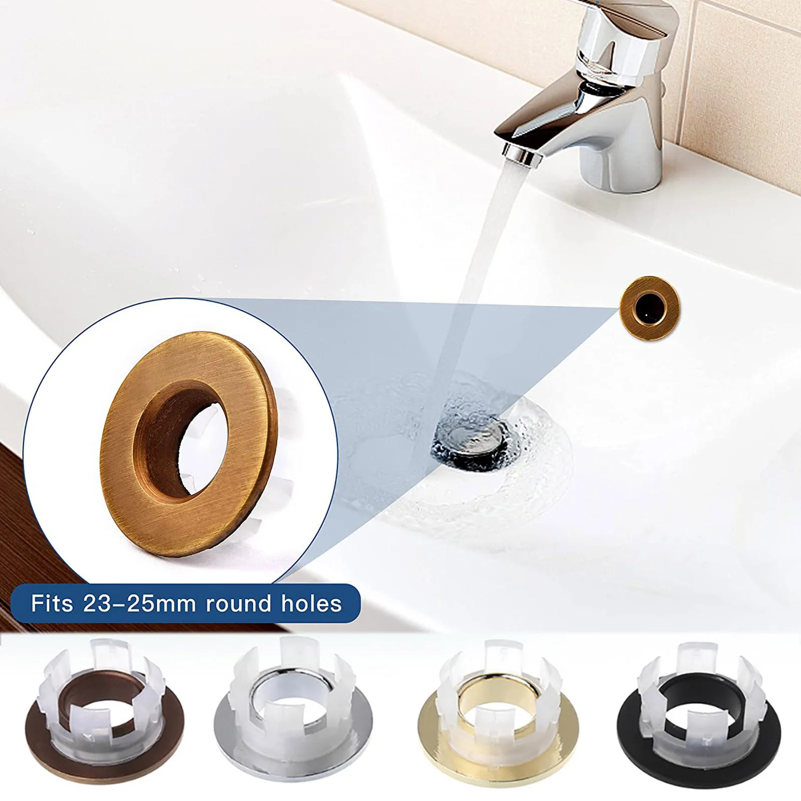 Sink Hole Round Overflow Cover sink overflow cover bathroom sink overflow cover Coppe Insert Chrome Ring Basin Sink Brass overflow Cover Bathroom Basin Faucet Insert Home Decor