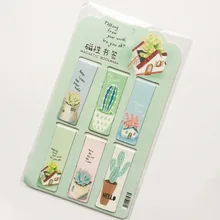 

1 Set of 6pcs Fresh Cactus Magnetic Bookmark Book Page Marker Student Stationery School Office Supplies Color shipped randomly