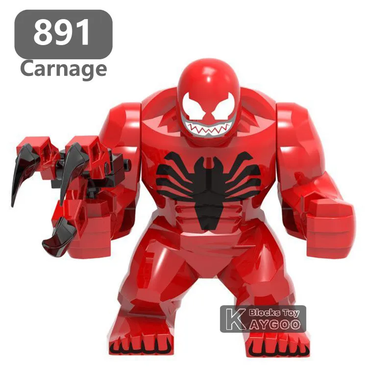 Carnage Большой размер Venom Carnage Бэтмен Халк танос калл Человек-паук Железный человек фигурка модель строительные блоки Набор кирпичей игрушки для детей - Цвет: Carnage