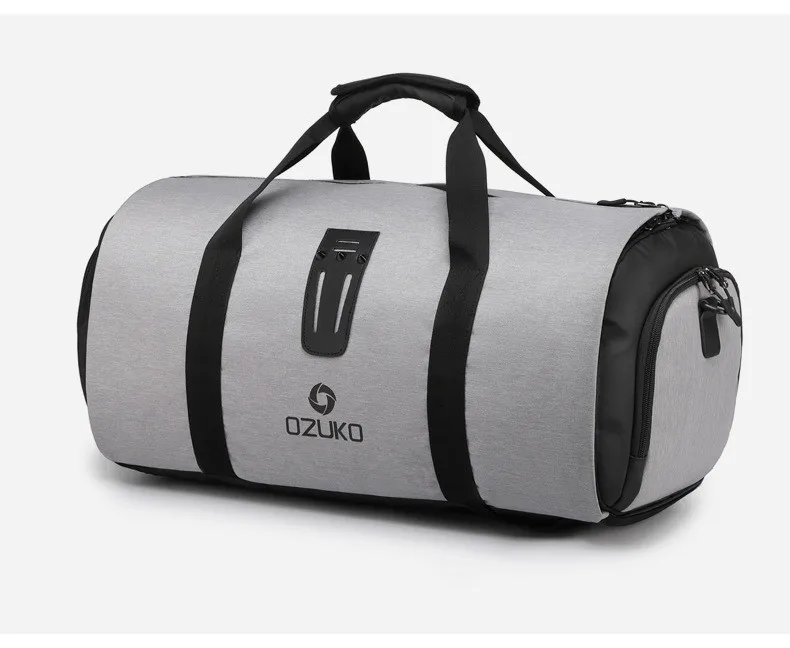 OZUKO, многофункциональный мужской костюм, дорожная сумка, рюкзак, большая емкость, сумка для путешествий, сумка для хранения, сумка для багажа, сумка для обуви - Цвет: Серый