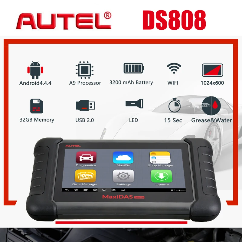 Autel Maxidas DS808 OBD2 сканер автомобильный диагностический инструмент сканер OBDII OE-level двунаправленный ключ программист - Цвет: Autel DS808 (on)