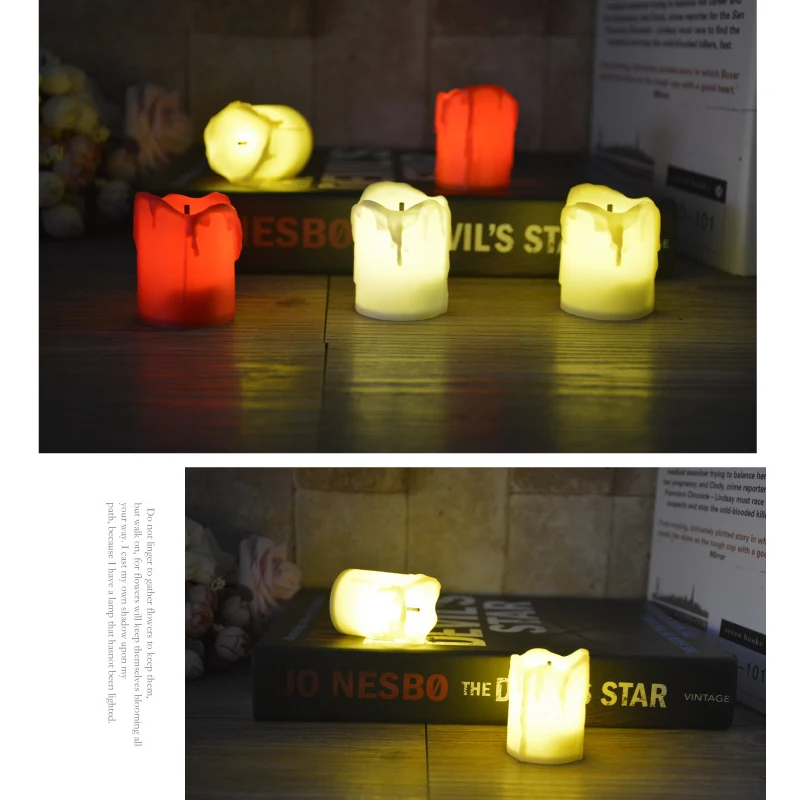 A- 24PC Battery Powered LED Candle Multicolor Lamp Simulation Color Flameless Tea Light Home Wedding Birthday Party Decor