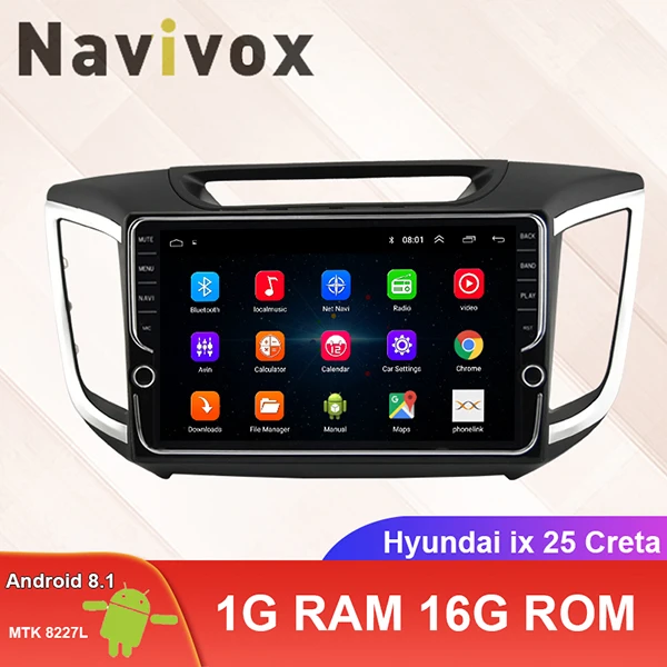 Android 8,1 2din Автомагнитола dvd для hyundai ix 25 Creta Автомобильный видео dvd-плеер Авто радио gps навигация Мультимедиа - Цвет: 1G RAM 16G ROM