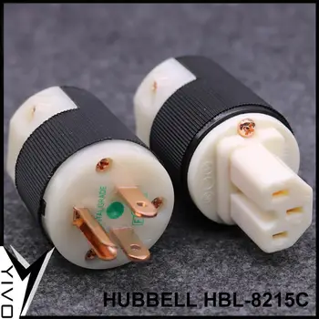 

2Pcs/Lot YIVO HBL-8215C Hi-End Hospital Grade Electric Female Male Power Plug Plated Gold/Red copper connector