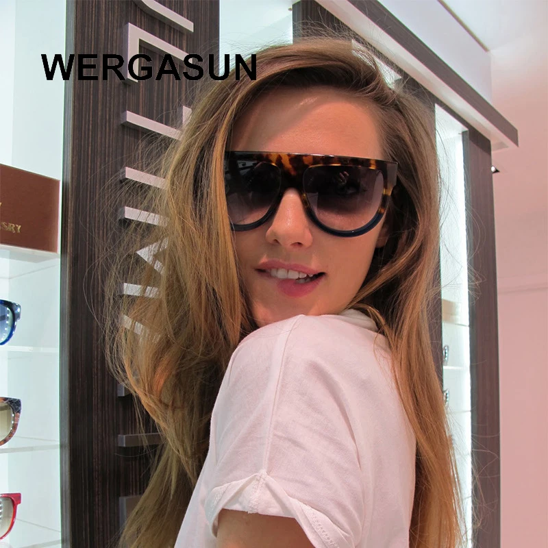 Женские солнцезащитные очки в стиле ретро WERGASUN большого размера с плоской
