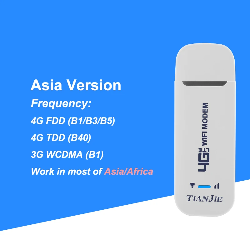 TIANJIE New Arrival 4G USB WIFI MODEM CAT4 150Mbps Qualcomm Chipset Dongle Car Router With Sim Card Slot 