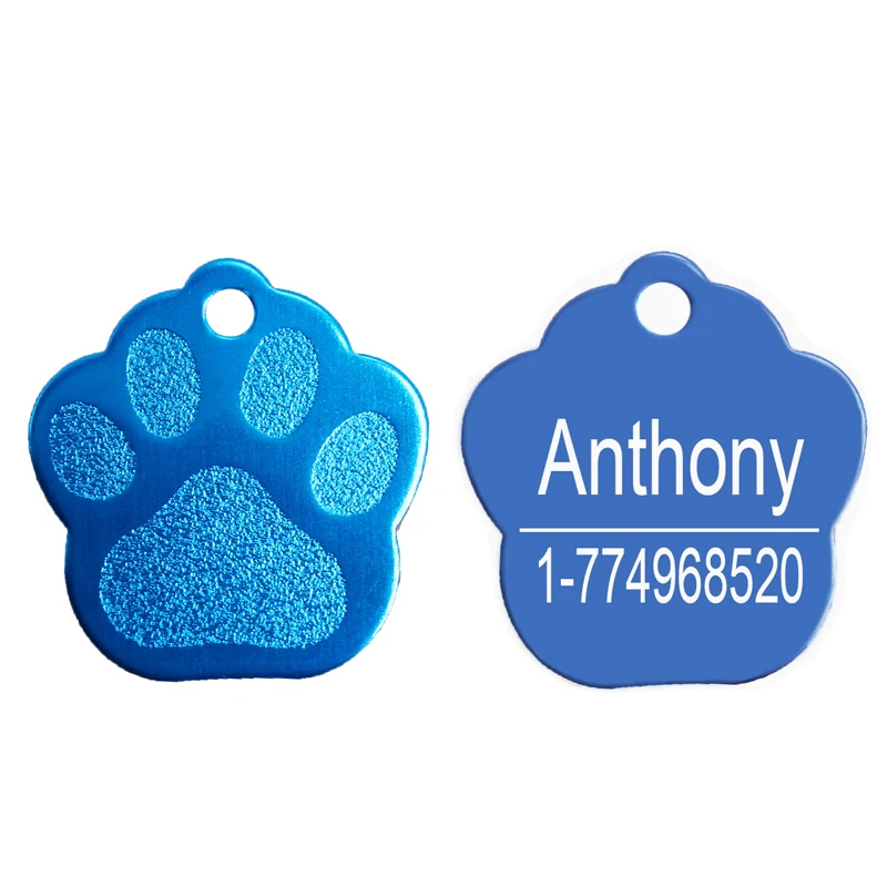Shimmer Paw Pet Dog ID бирка Персонализированная индивидуальная гравировка ярлыки в форме кота домашних животных имя телефона номер таблички блеск ID бирка для щенка