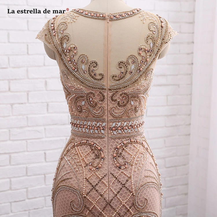 Robe de soiree2020, новинка, расшитое бисером Шампанское, с коротким рукавом, цвета шампанского, сексуальное, Русалка, платье для выпускного вечера, роскошное, vestido de formatura longo
