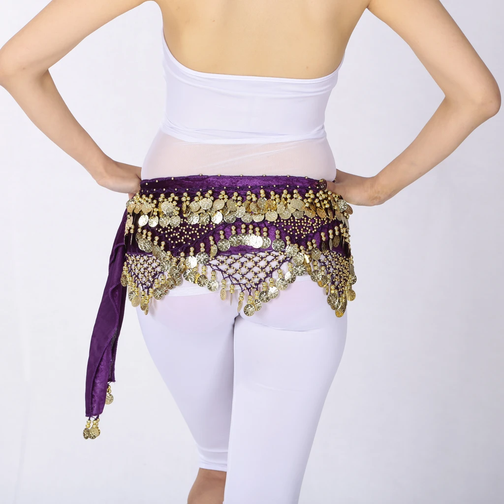 Women's Tassel Belly Dance Hip Scarf Hip Skirt Waist Chain With Gold Coins