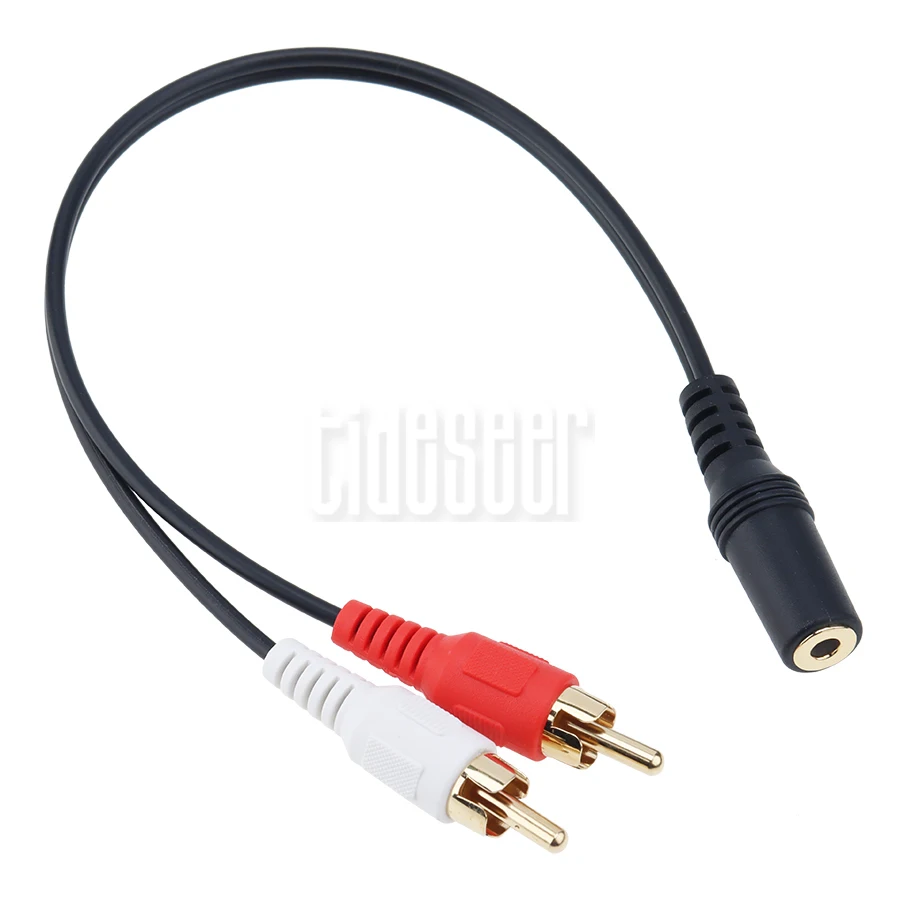 28cm 3 5mm Stereo Female Jack to 2 Male RCA Plug Audio Y Splitter Conversion Cable Adapter for DVD TV VCR to Headphone 100pcs