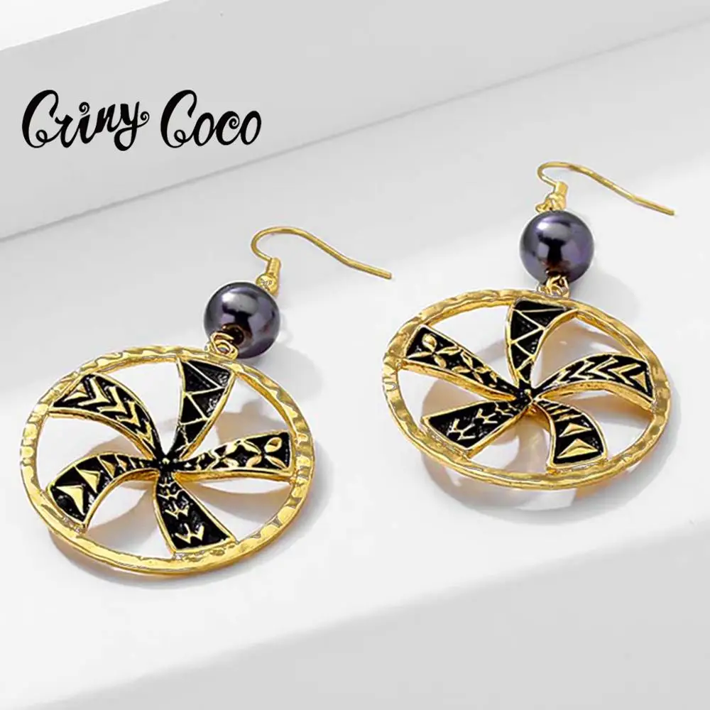 Женские Гавайские серьги Cring Coco 2020 новые модные трендовые золотого и черного