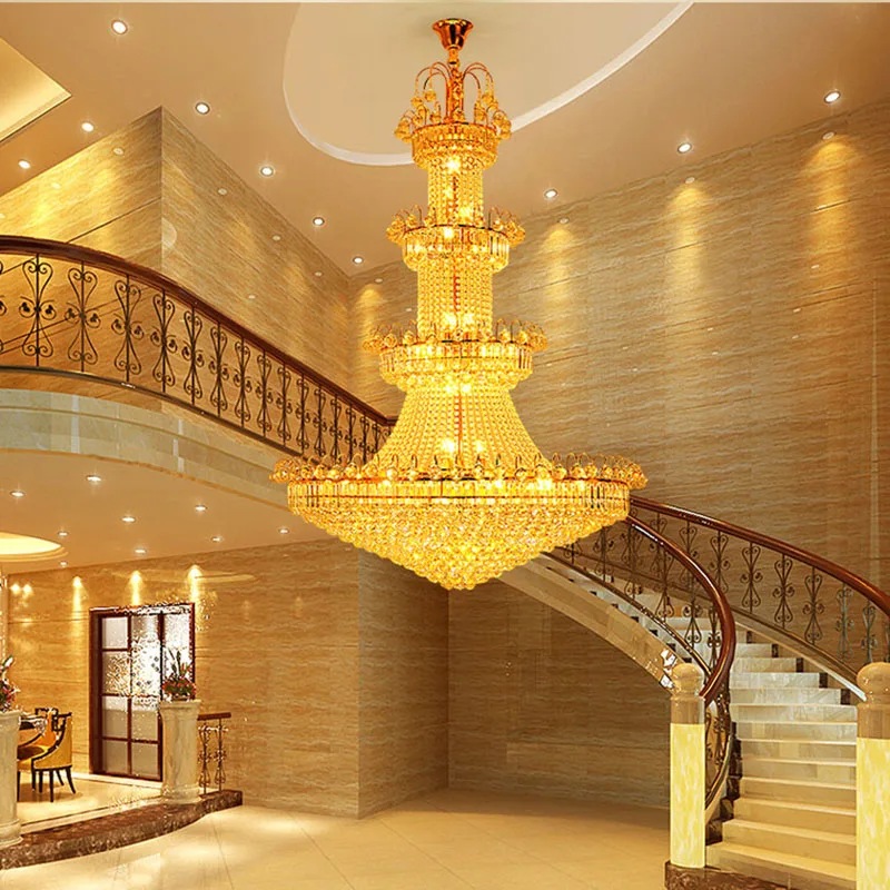 Gold Crystal Chandelier Empire loft decor Chrome Chandeliers Lighting Modern luxury decor stair Chandeliers Light