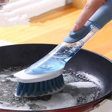 

Kitchen Cleaning 2-In-1 Long Handle Cleaning Brush With Removable Brush Sponge Dispenser Dishwashing Brush Kitchen Tools
