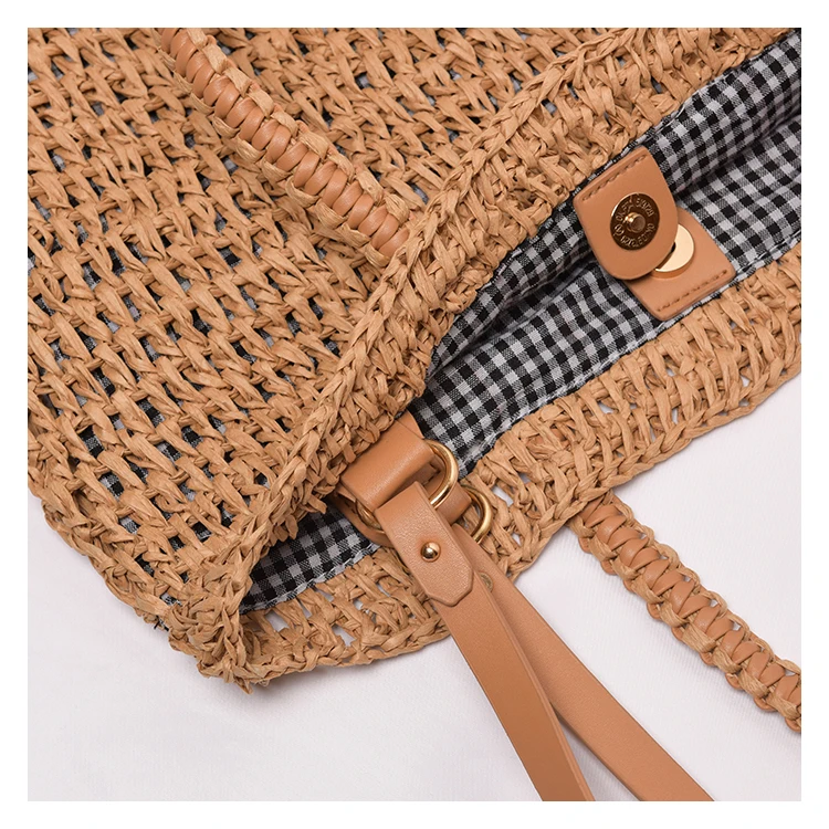 Designer Large Straw Travel Bag with Cross Shoulder Strap for Women 2021