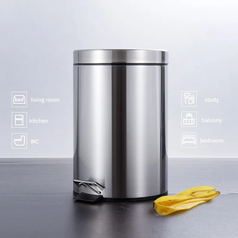 

7L Bathroom Trash Can Round Step Foot Pedal Dustbin Bucket with Lid Mini Desktop Toilet Kitchen Car Bucket Garbage Can