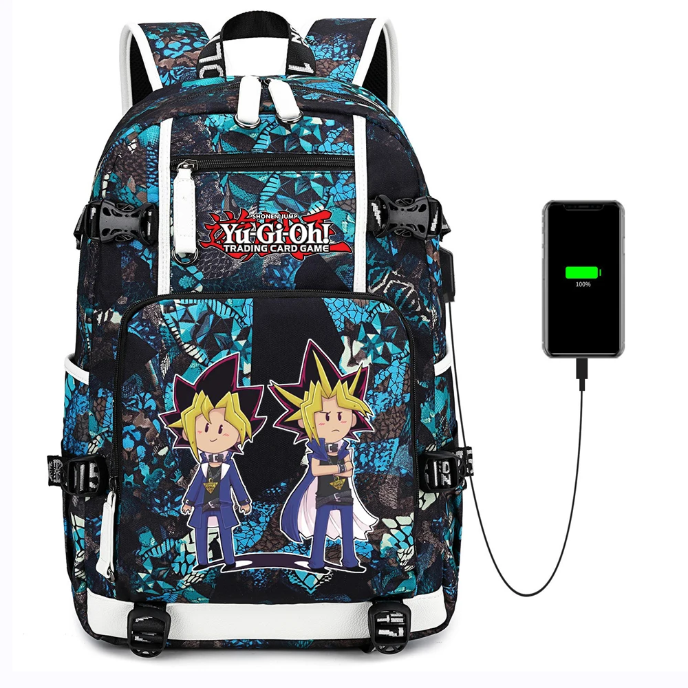 

Аниме Yu-Gi-Oh! Холщовый Рюкзак с USB-зарядкой, повседневная школьная сумка на молнии, сумка на плечо для ноутбука, дорожная сумка