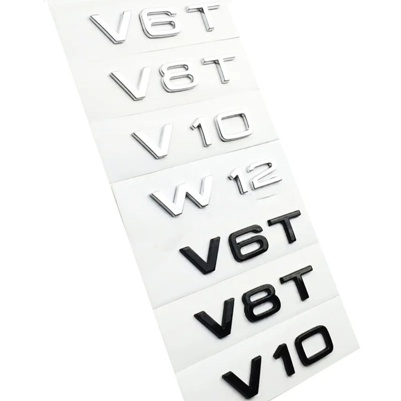Letter Number Emblem V6T V8T V10 for Audi Car Styling Fender Side Rear Trunk Badge Logo Sticker | Автомобили и мотоциклы
