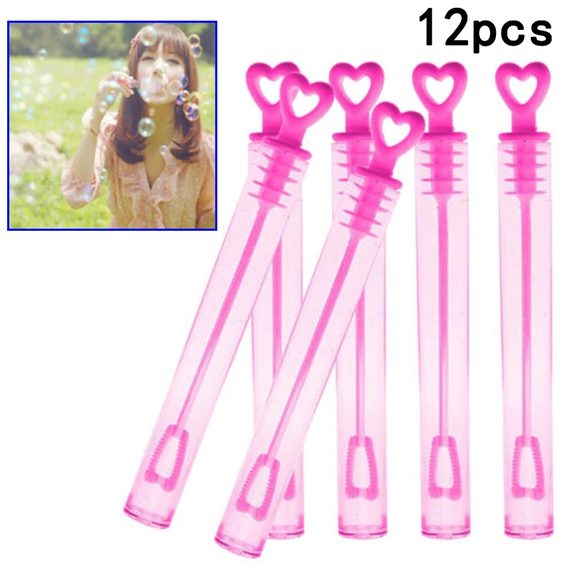 12Pcs Love Heart Wand Tube Wedding Favour Bubbles Soap Bottle Party Decor Surpri