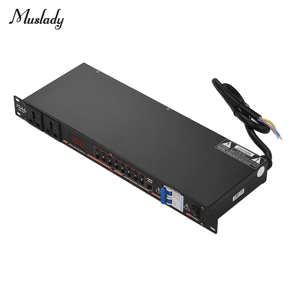 Muslady DB2-02 10-outlet Rack Mount регулятор последовательности питания кондиционера регулятор питания для DJ аудио записи