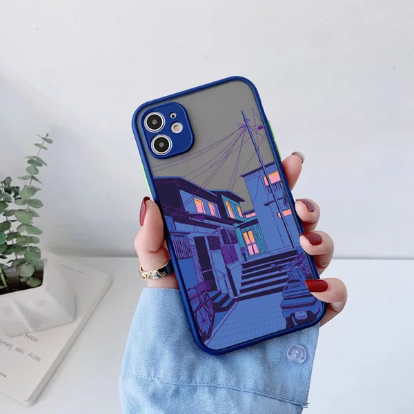 Japanische Anime-Handyhülle mit bemalter Hauslandschaft für iPhone 17 Pro Max X XR XS 16 15 14 13 12 11 Pro Max 16 Plus – Matte Rückseite – Detail 3