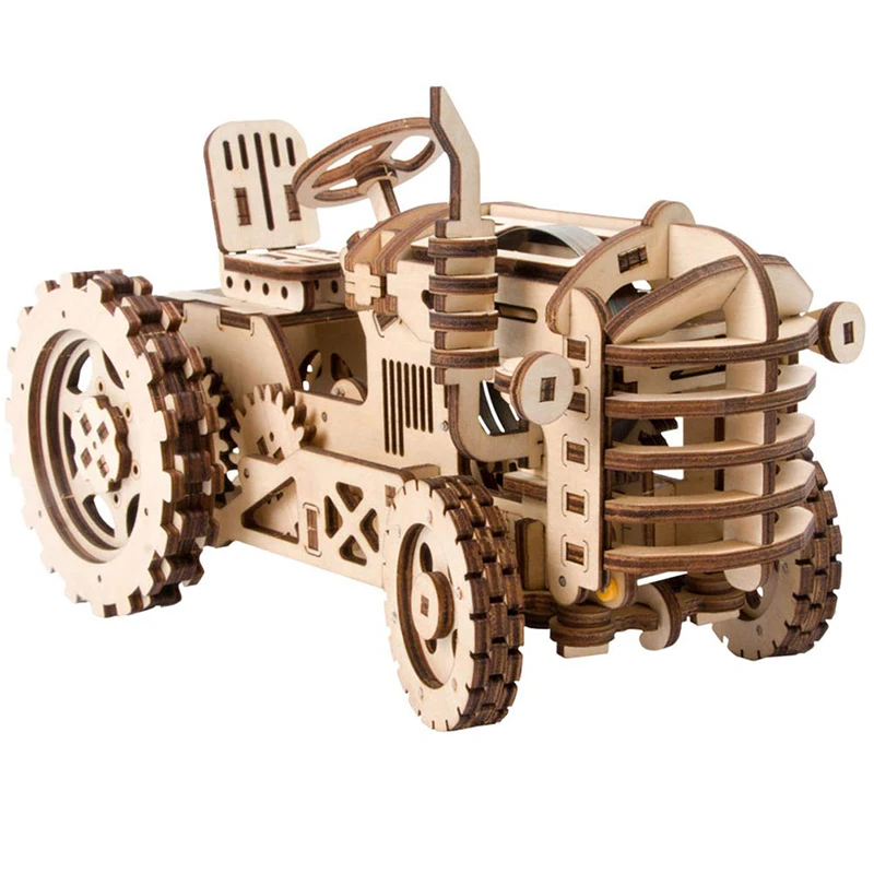 Robotime ROKR DIY Механическая Шестерня привод Трактор Модель Строительный набор 3D