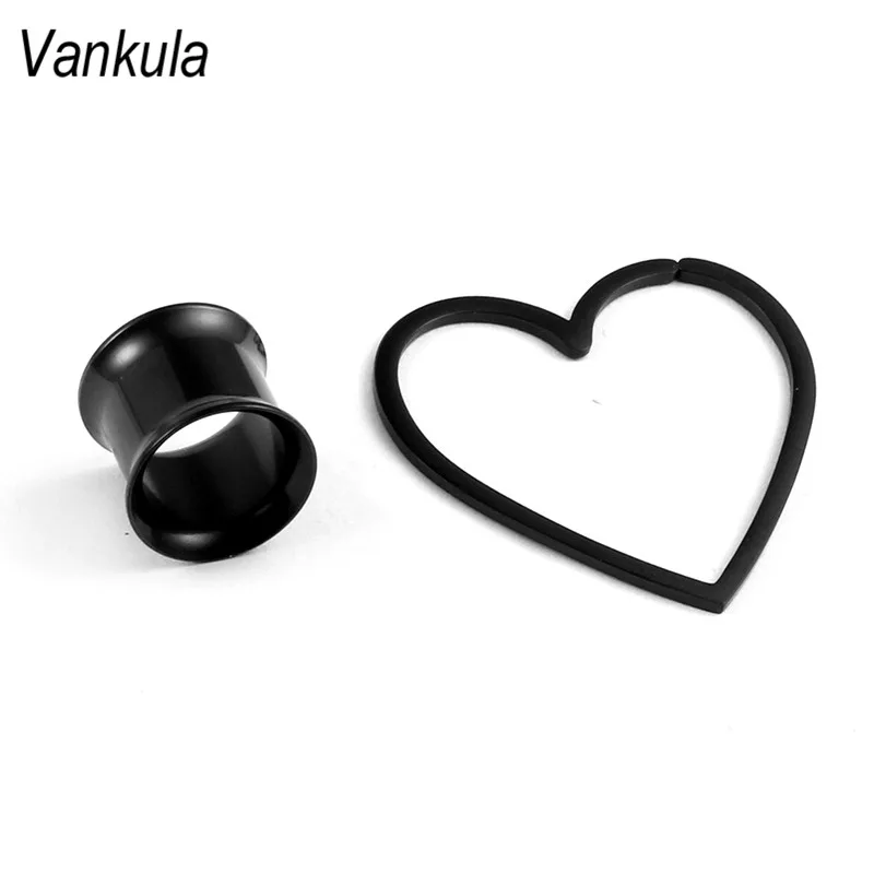 Vankula новые съемные серьги-Плаги для пирсинга в форме сердца, ювелирные изделия из нержавеющей стали, диаметры для ушей, туннели, носилки