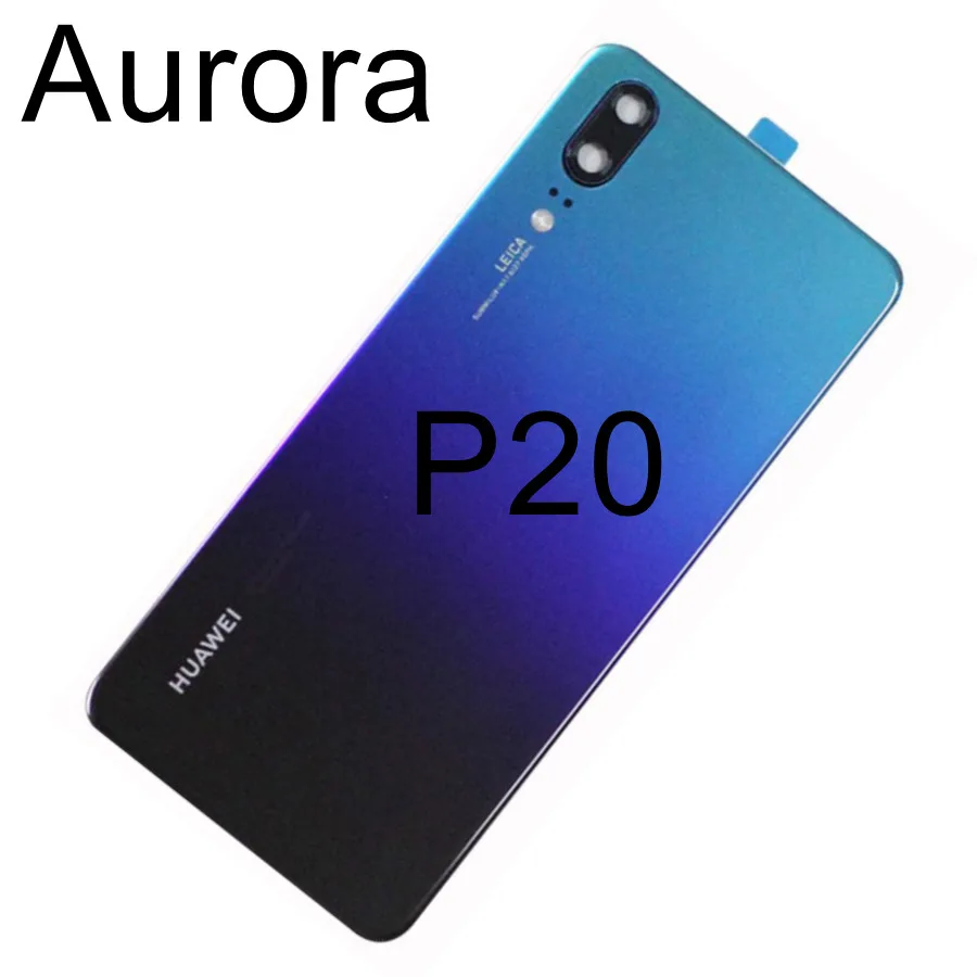 Для huawei P20 Pro крышка батареи Задняя стеклянная Задняя Дверь Корпус чехол панель+ объектив камеры для huawei P20 Lite крышка батареи Nova 3e - Цвет: P20 Aurora