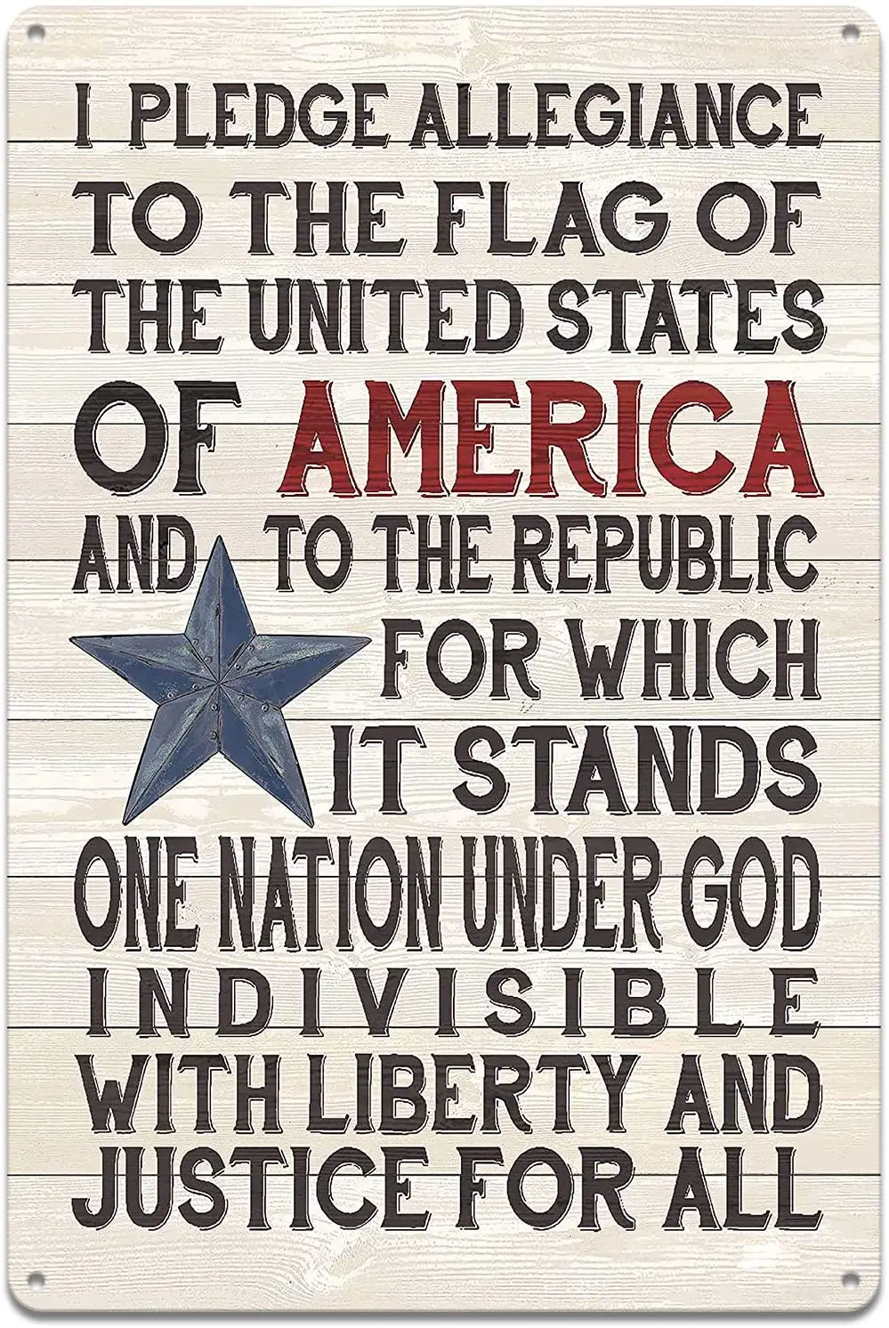 Metal Sign, I Pledge Allegiance Patriotic Poster Rustic Wood Sign, Posters for The Wall, Wall Art, 12x8 inch wood sign wall house modern home decoration wall art wooden block mdf sign tabletop home art letters 2020 new good heart