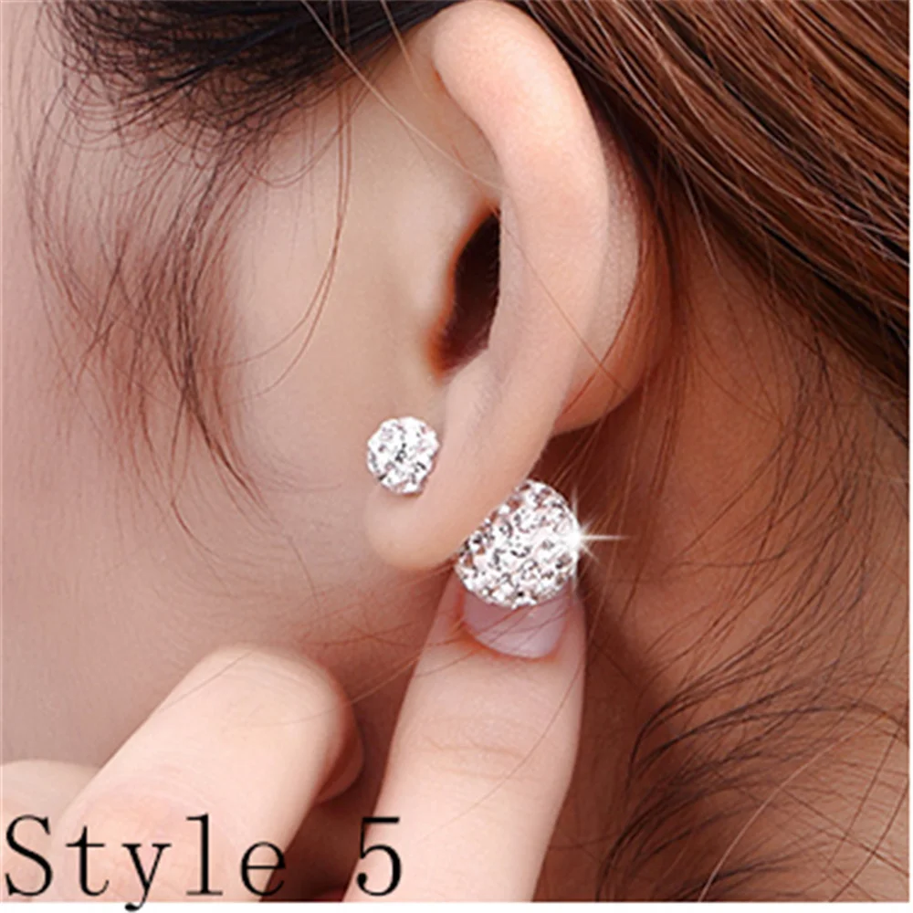 925 Sterling Silver Earrings Stud for Women Solid Silver Jewelry Earrings Bling CZ Zircon Stone Stud Brincos Bridal Wedding