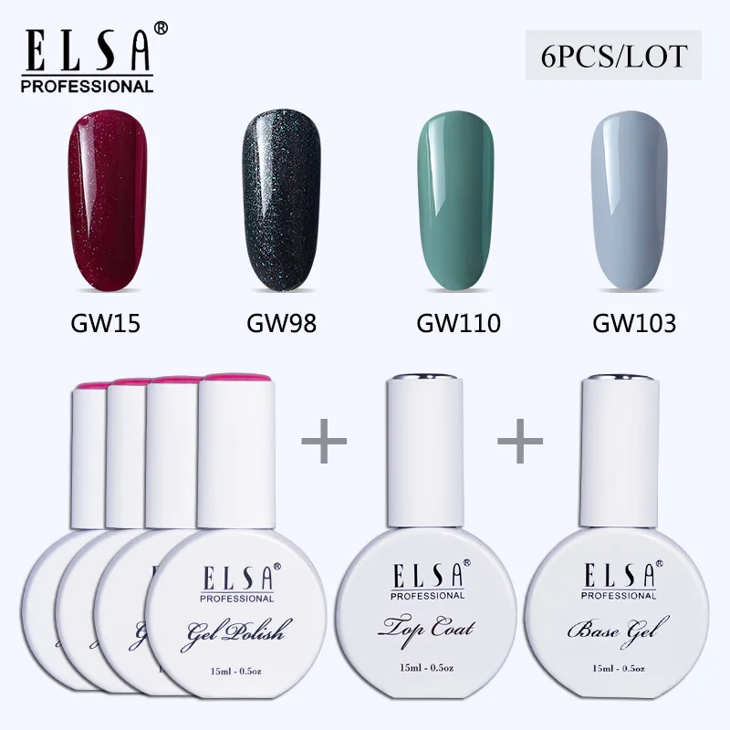 Gel Polish In Nail 6pcs Set UV Vernis Semi Permanent Primer Top Coat 15ML Varnish Art Manicure Lak | Красота и здоровье