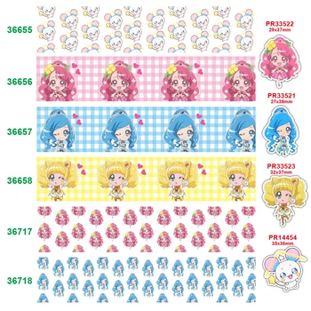 

DIY craft supplies cartoon character printed grosgrain ribbon, satin ribbon 50 yards, planar resins 30 pieces. 6657