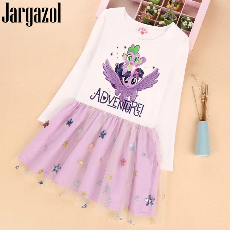 Jargazol Little Pony Dress Fall Princess Costume Vestidos Autumn Long Sleeve Dresses for Girls Costume Autumn Sequins Outfits