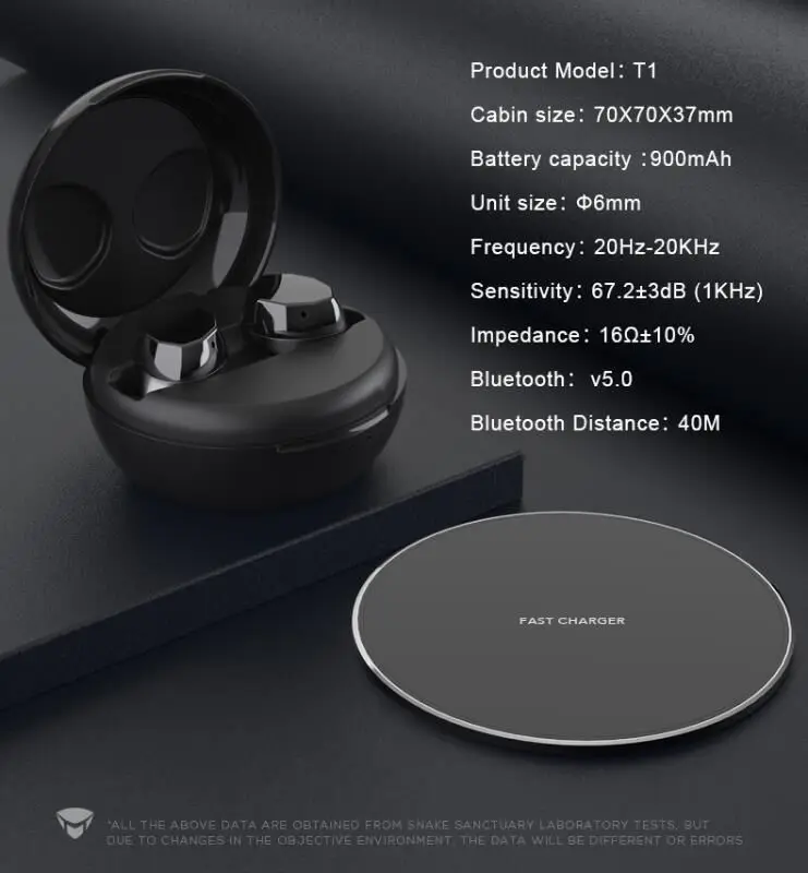HOLY SERPENT T1 Bluetooth 5,0 наушники IPX6 водонепроницаемые стерео наушники-вкладыши Встроенный микрофон Smart Touch QI Беспроводная зарядка