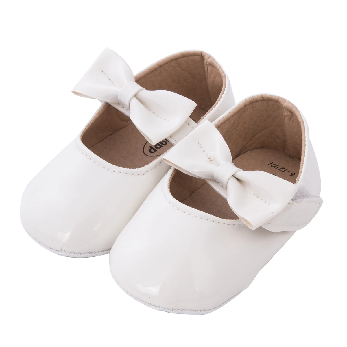 Милая популярная обувь из искусственной кожи для маленьких девочек; обувь принцессы на мягкой подошве с бантом; мокасины для малышей; повседневные кроссовки для первых шагов - Цвет: Белый