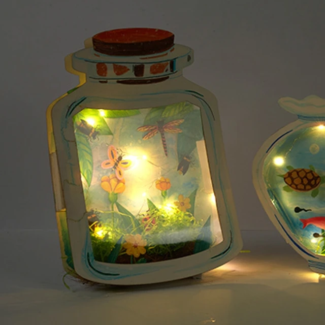 DIY Drawing Fish Insect Bottle Coloring Craft Kit, Early Education Water World Toy for Kids Handmade Colored Work 4