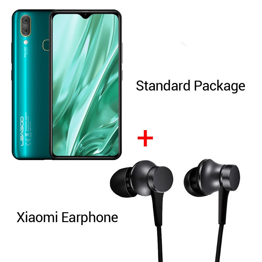 Green N Earphone LEAGOO S11, 4 ГБ, 64 ГБ, Android 9,0, 6,3 дюйма, дисплей в виде капли воды, смартфон Helio P22, четыре ядра, 13 МП, двойная камера, отпечаток пальца, мобильный телефон - Цвет: Green N Earphone